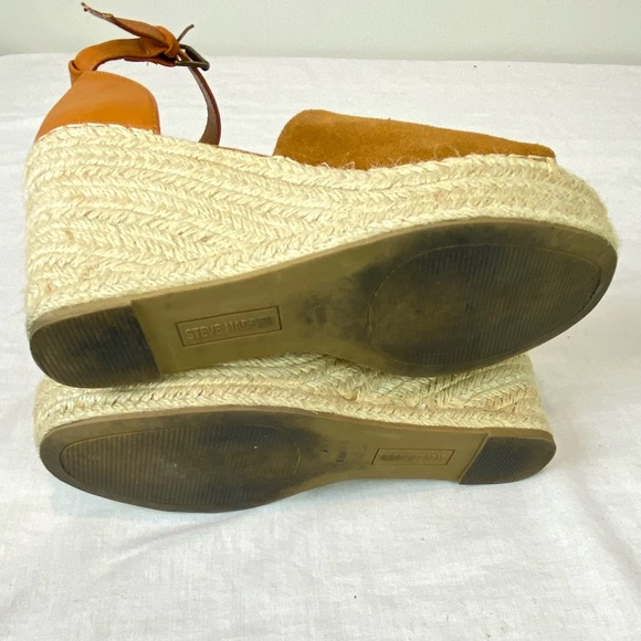 Steve Madden Espadrille Sandals Platform Wedge Heel Tan Suede Open Toe Size 8.5 - Picture 10 of 10